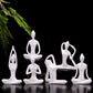 Figurines de Yoga en céramique blanche